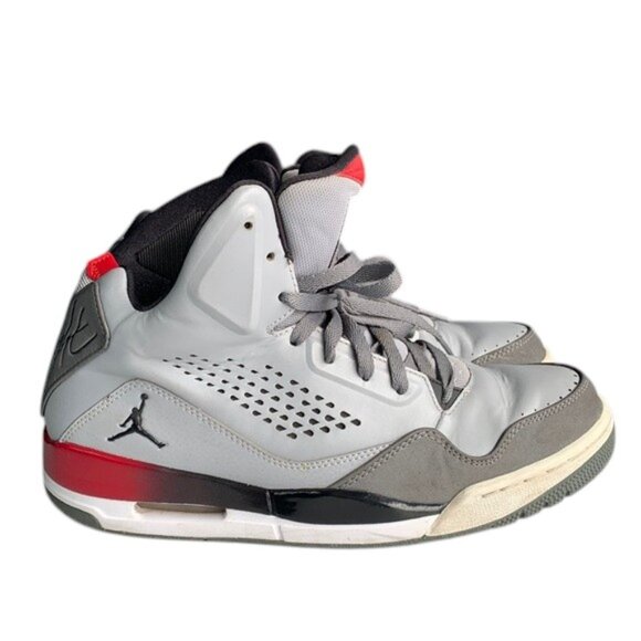 Nike Air Jordan Flight 2014 Men’s 9.5 Gray Black Red High Top Basketball Sneaker - Picture 1 of 16